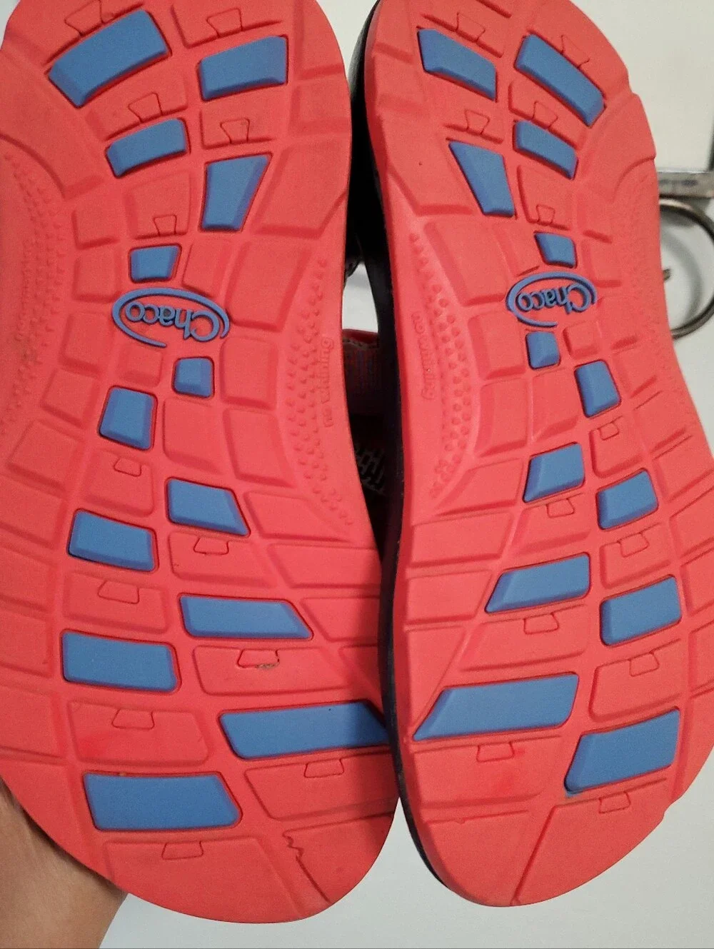 Chaco Kids Coral Pink & Blue Strap Sandals